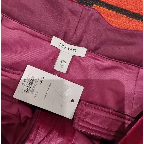 NEW Nine West Womens XXL Hot Pink Velvet Stretchy Pants With Side Zipper Closure - Picture 2 of 7